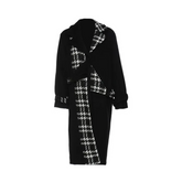 Plaid Spliced Woolen Coat