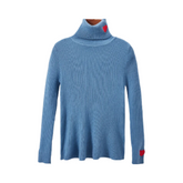 Hearts Turtleneck Ribbed Knitted Sweater