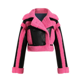 Spliced Faux Fur Cropped Jacket