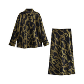 Printed Contrast Top+Midi Skirt Set