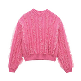 Ruffled Lace Knitted Sweater