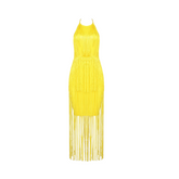Fringe Sleeveless Halter Dress