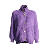 Furry Stand Collar Knit Jacket