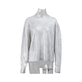 Metallic Turtleneck Knitted Sweater
