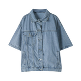 Half Sleeves Loose Denim Jacket