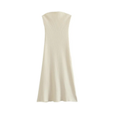 Strapless Ribbed Knit Maxi Dress