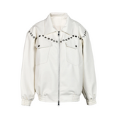Zip-Up Faux Leather Rivets Jacket
