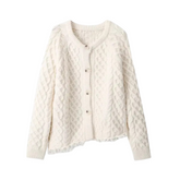 Fringed Asymmetric Hem Knitted Cardigan