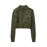 Pre Order: Beaded Backless Cropped Knit Sweater