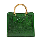 Pre Order: Bamboo Handle Faux Crocodile Bag