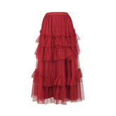 Tiered Ruffles Tulle Midi Skirt