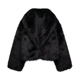 Open Front Faux Fur Cropped Jacket