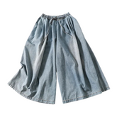 Tie-Waist Loose Denim Pants