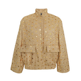 Glitter Sequins Stand Collar Jacket