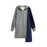 Pre Order: Bicolor Zip-Up Hooded Long Jacket