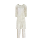 Pre Order: Beige Long Top+Pants Plisse Set