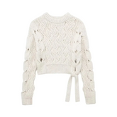 Side Tie Cable Knit Sweater