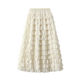 Multilayer Ruffled Midi Cake Skirt
