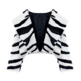Zebra Faux Fur Short Coat