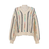 Multicolored Topstitch Knitted Sweater