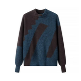 Two-Tone Geometric Knitted Sweater