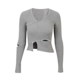 Cutout Knitted Short Wool Top