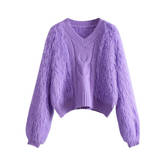 Fuzzy Lantern Sleeves Knit Sweater