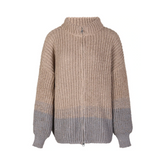 Gradient Sparkling Zip-Up Knit Cardigan