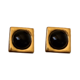 Retro Gold-Plated Pearl Square Large Earrings