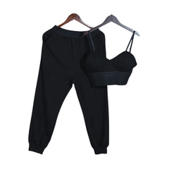 Pre Order: Black Crop Top High Waist Pants Set