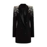 Pre Order: Beaded Rhinestones Double-Breasted Blazer