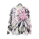 White Abstract Flower O-Neck Knitted Sweater