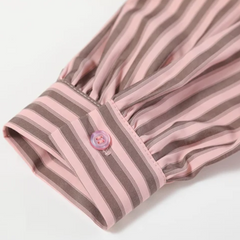 Pink Stripes Spliced Long Sleeves Top