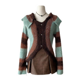 Vintage Stripe Knitted Single-Breasted Cardigan Sweater