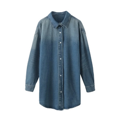 Pre Order: Blue Denim Single-Breasted Long Sleeve Jacket