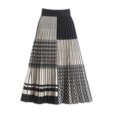 Pleated Geometric Print A-Line Skirt