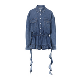 Pre Order: Blue Denim Ruffles Mini Dress