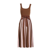 Pre Order: Brown Halter Knitted Pleated Dress