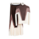 Colorblock Printed Pleated Set