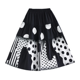 Ruffled Printed Polka Dots Skirt