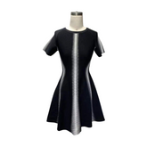 Short Sleeves Striped Cocktail Dress