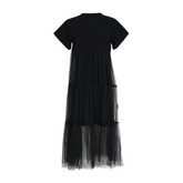 Mesh Round Neck Midi Shirt Dress