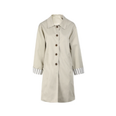 Khaki Striped Cuffs Trench Coat