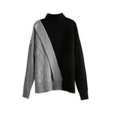 Turtleneck Contrast Color Knitted Sweater