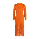 Orange Tassel Pleated Dress