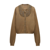 Pre Order: Beaded Rhinestone Knitted Cardigan Sweater