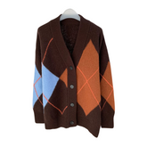 Geometric Pattern Knitted Cardigan Sweater