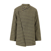 Green Plaid Stand Collar Coat
