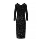 Pre Order: Black Velvet Sequined Open Back Dress
