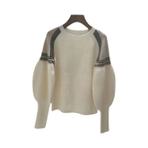 Puff Sleeve Round Neck Cashmere Sweater